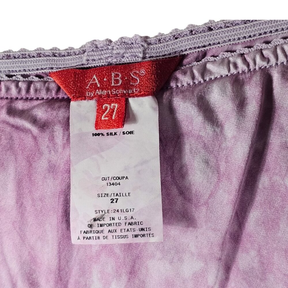 ABS by Allen Schwartz Purple Tie-Dye 100% Silk High-Low Skirt Size 27 - Picture 4 of 5